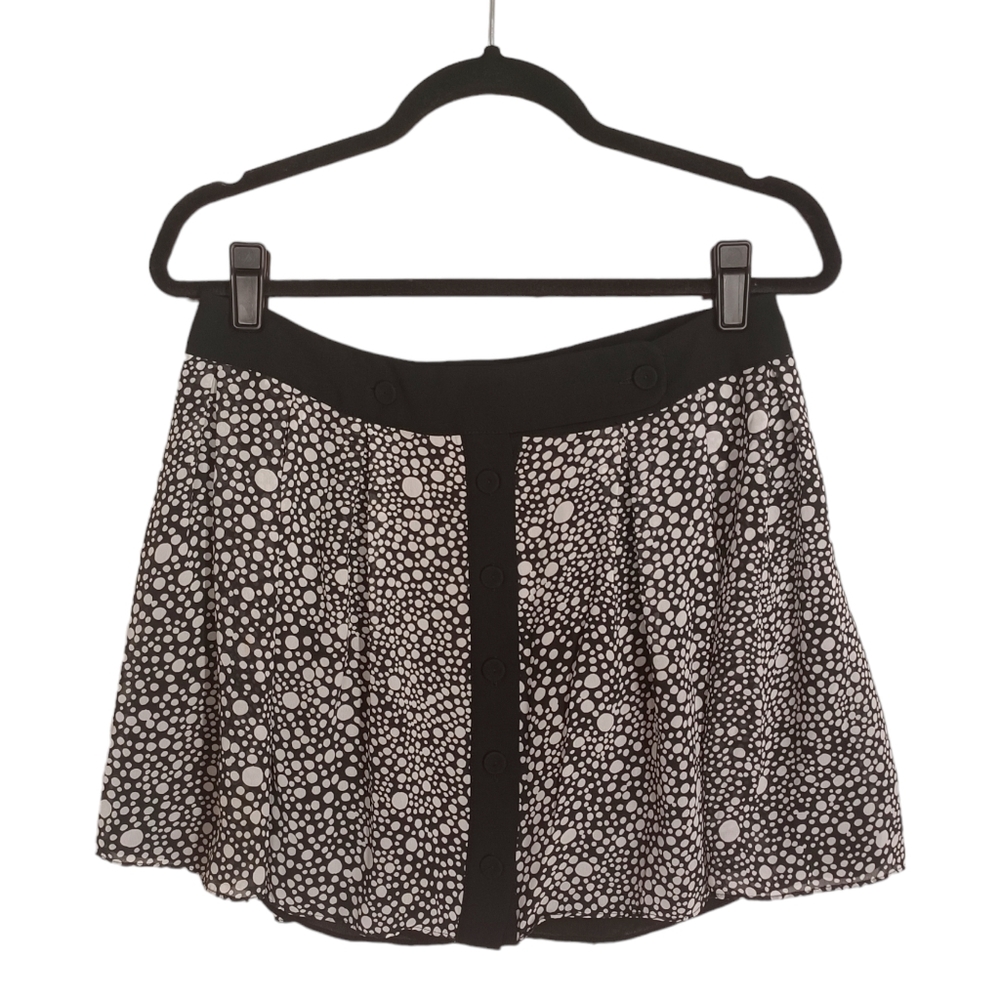 JONATHAN SAUNDERS FOR TARGET White Polka Dot Print Button Mini Black Skirt 7 M